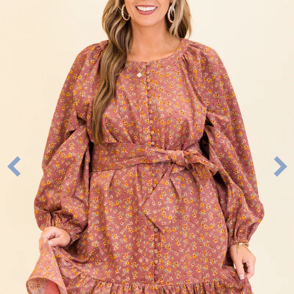 Chic Soul Orange Bishop Sleeve Sundress